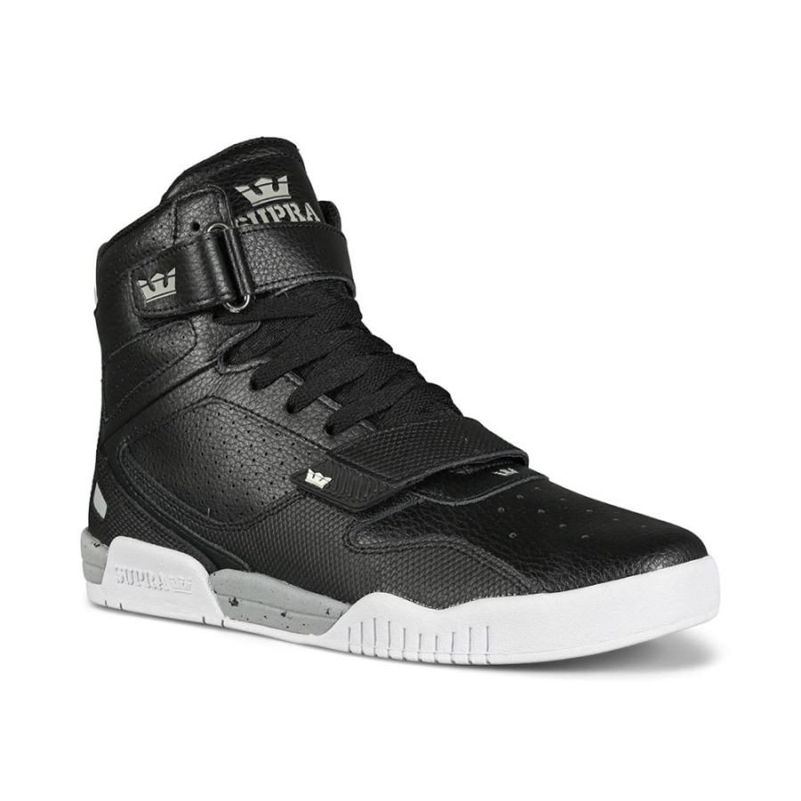 Supra New Breaker High-Top Shoes Black-Light Grey-White