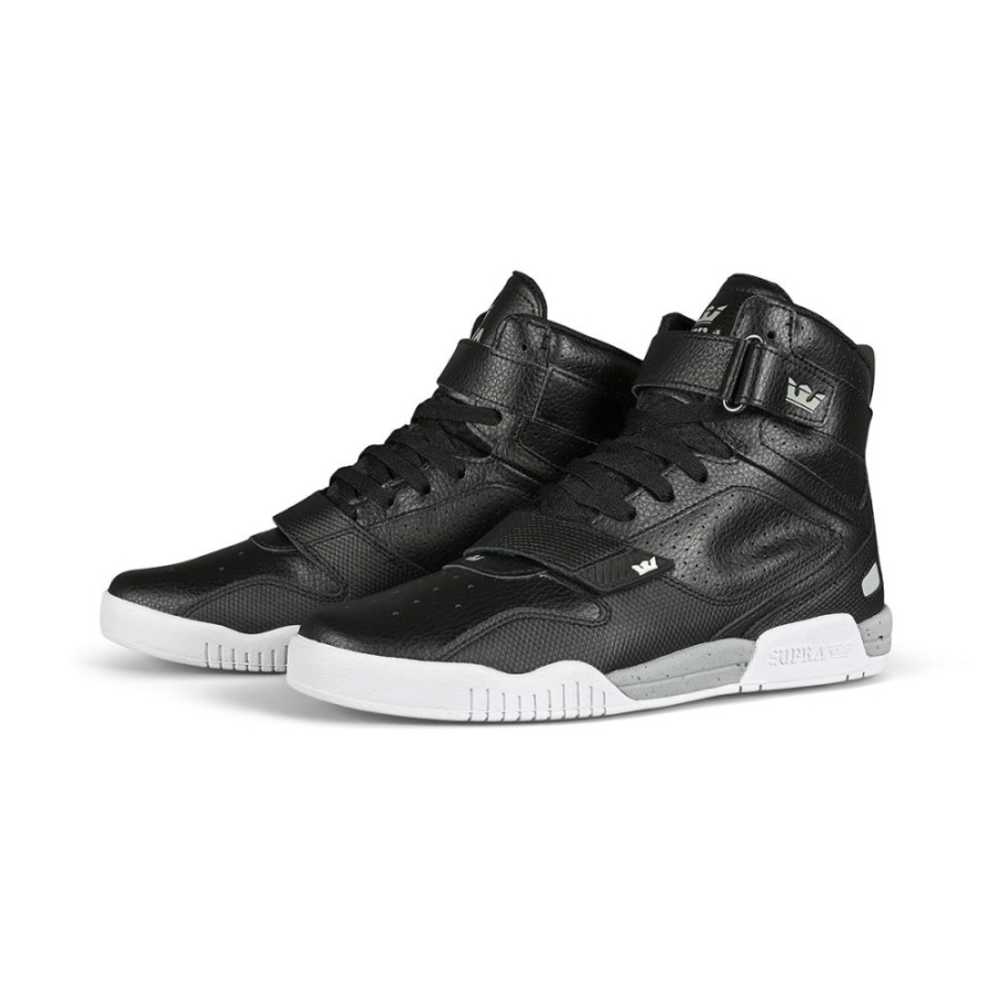 Supra New Breaker High-Top Shoes Black-Light Grey-White