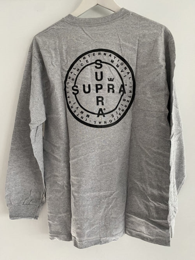 Supra New Cross Seal Long Sleeve Tee Grey Heather