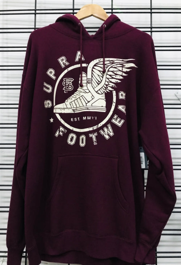 Supra New Footwear Flying Shoe Men'S Maroon Hoodie